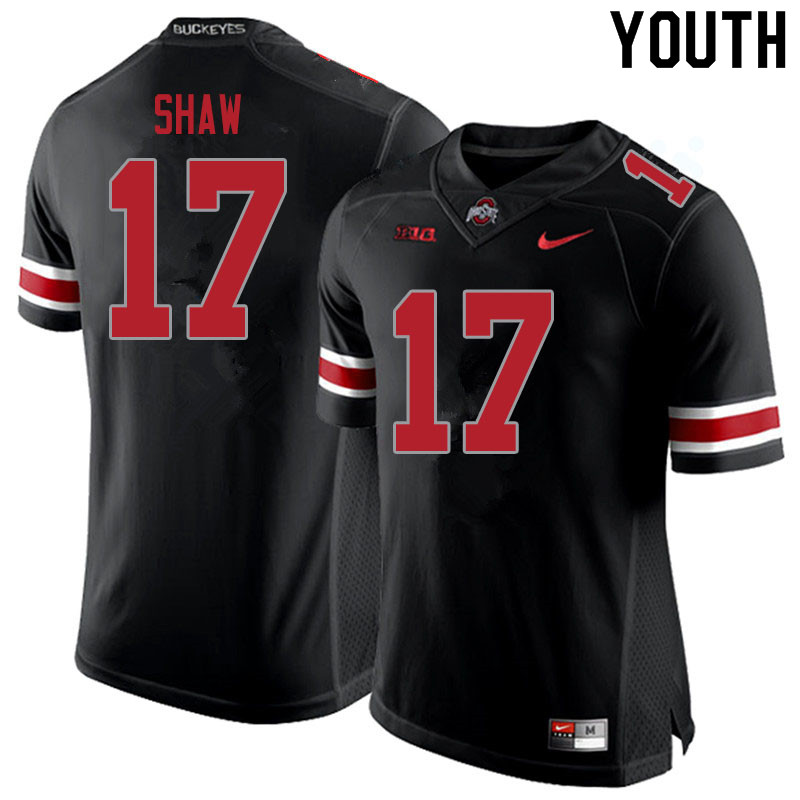 Ohio State Buckeyes Bryson Shaw Youth #17 Blackout Authentic Stitched College Football Jersey